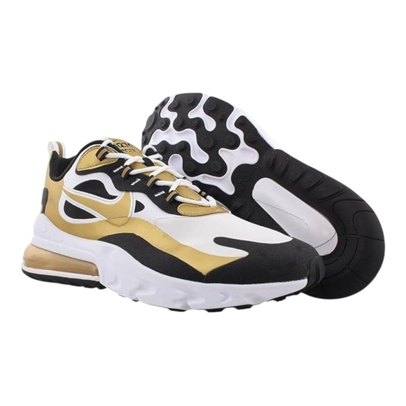 Sz 11 Nike Air Max React in Black, White, and Gold main image 7